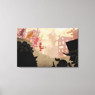 Impressão Em Tela 4 Pequenos Monstros - Caminhando Pela Cidade