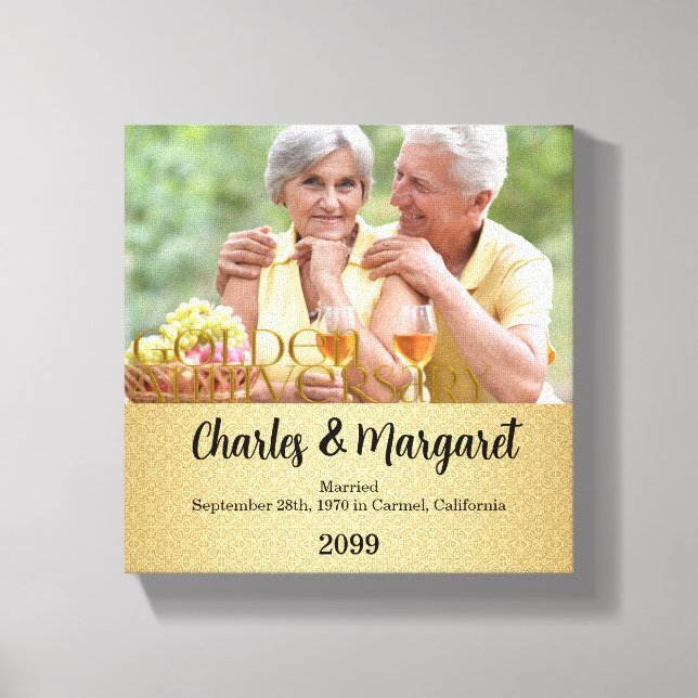 Impressão Em Tela 50º Aniversário 8x8 Foto personalizada (Frente)