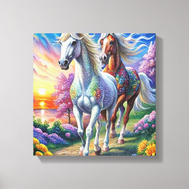 Impressão Em Tela 5D Kit de Pintura em Diamante Design de Cavalo, Ar