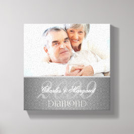 Impressão Em Tela 60º aniversário do Diamond Silver Damask 8x8 Foto