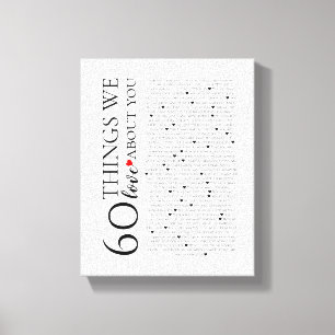 Impressão Em Tela 60 coisas que amamos em você, 70 80 de aniversár