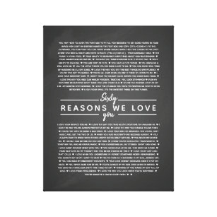 Impressão Em Tela 60 razões pelas quais amamos seu presente de anive