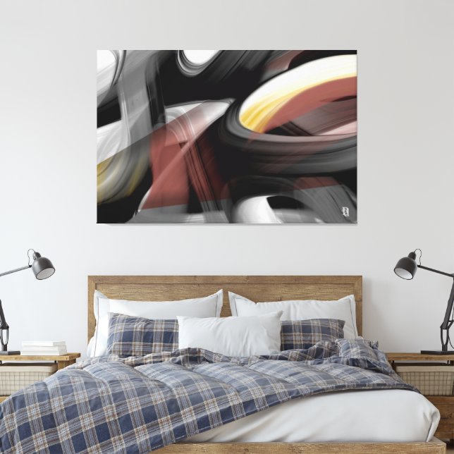 Impressão Em Tela 60x40" Trend Abstract Art Black White Powdery (Insitu(Quarto))
