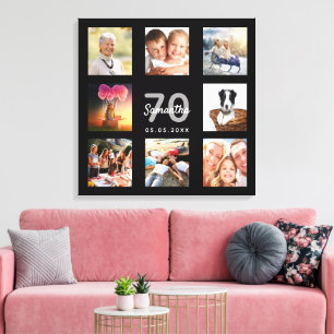 Impressão Em Tela 70 aniversário de foto personalizada colagem mono