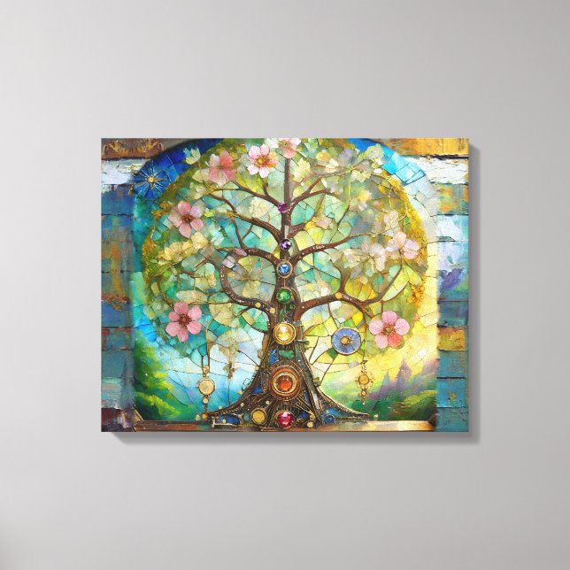 Impressão Em Tela 7 Chakra Blossoming Tree Of Life (Frente)