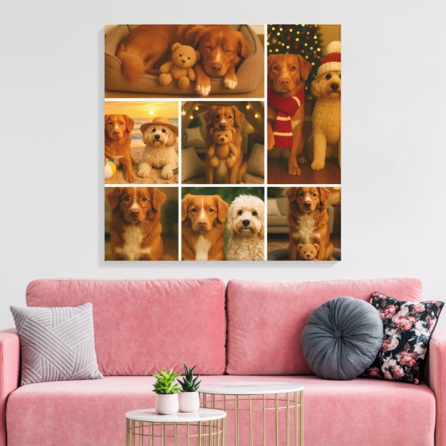 Impressão Em Tela 7 Colagem de Modelo de Foto Personalizada (Insitu(Sala de estar))