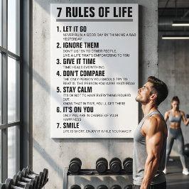 Impressão Em Tela 7 Rules of Life Motivational Quote Modern Script