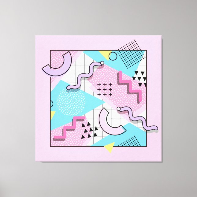 Impressão Em Tela 80's Memphis Active Pink Light Blue (Frente)