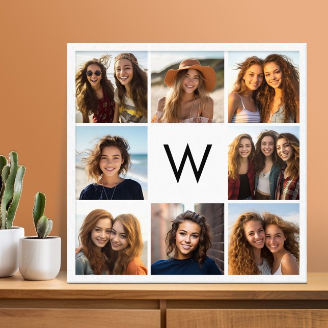 Impressão Em Tela 8 Monograma personalizado de colagem de fotos pret (Photo Collage - Custom Wall Art)