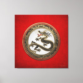 Impressão Em Tela [901] Dragão Oriental Dourado e negro