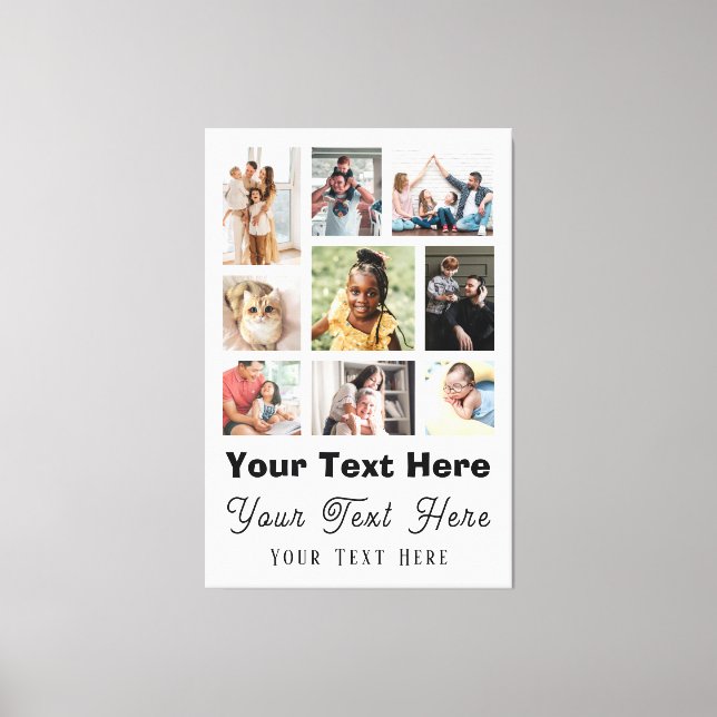 Impressão Em Tela 9 Família de fotos com texto de script preto (Frente)