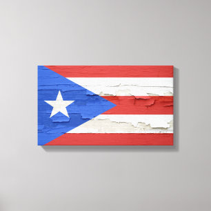 Impressão Em Tela A bandeira de Puerto Rico resistiu à pintura