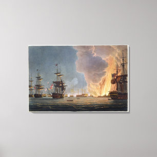 Impressão Em Tela A batalha do Nile, o 1º de agosto de 1798, gravad