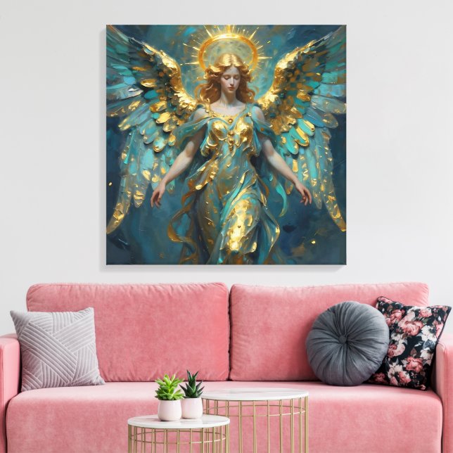 Impressão Em Tela A Beautiful Gold and Turquoise Angel  (Insitu(Sala de estar))