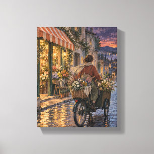 Impressão Em Tela A Bicicleta da Florista ao Crepúsculo - Storybook