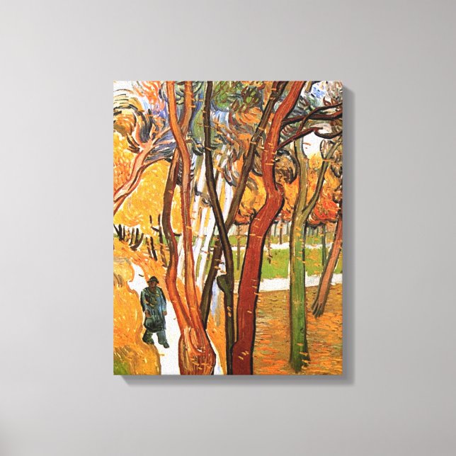 Impressão Em Tela A caminhada em Folhas Falling por Vincent van Gogh (Frente)