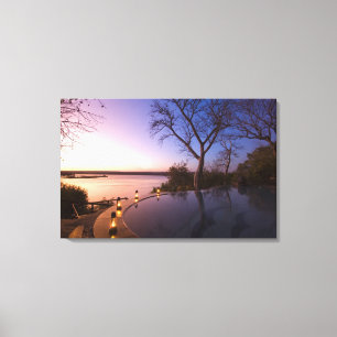 Impressão Em Tela A casa do Clube do Rio, pôr do sol no rio Zambesi