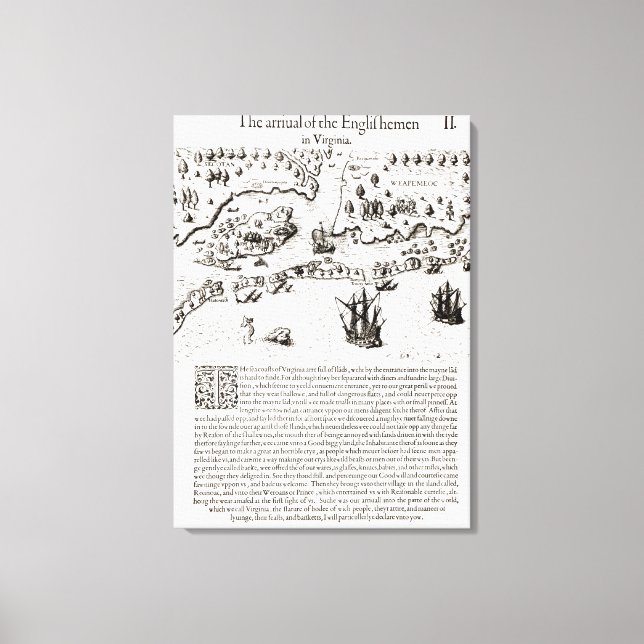Impressão Em Tela A chegada dos ingleses na Virgínia (Frente)