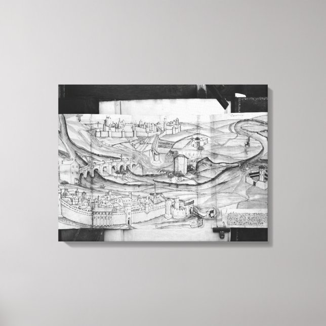 Impressão Em Tela A cidade e a vila de Carcassonne, 1462 (Frente)