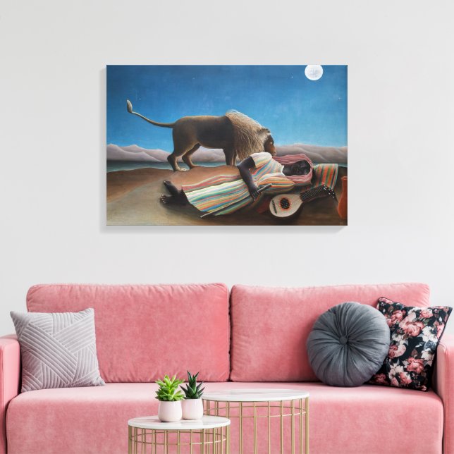 Impressão Em Tela A Cigana Adormecida | Henri Rousseau | (Insitu(Sala de estar))