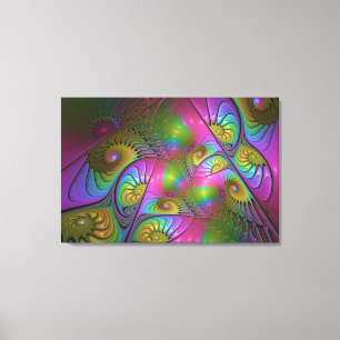 Impressão Em Tela A Colorida Arte Fractal Abstrata Trippy Luminosa