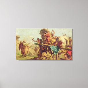 Impressão Em Tela A construção do Trojan Horse, c.1760