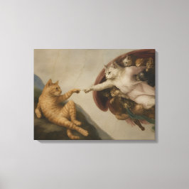 Impressão Em Tela A Criação de Adão Gatos Arte Paródia Renascimento