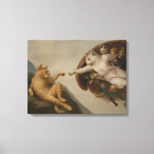 Impressão Em Tela A Criação de Adão Gatos Arte Paródia Renascimento