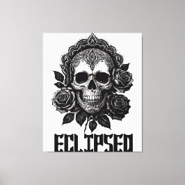 Impressão Em Tela A detailed skull adorned with intricate patterns