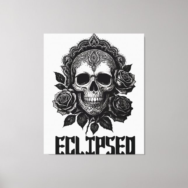 Impressão Em Tela A detailed skull adorned with intricate patterns (Frente)