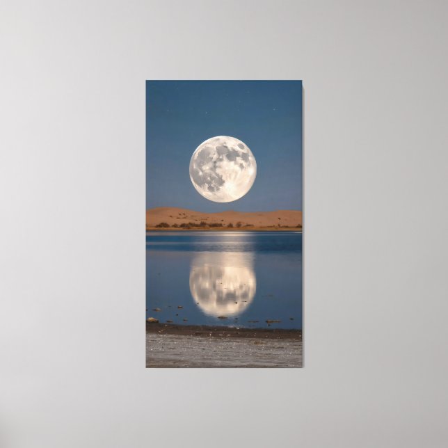 Impressão Em Tela a enorme lua se refletia no lago (Frente)
