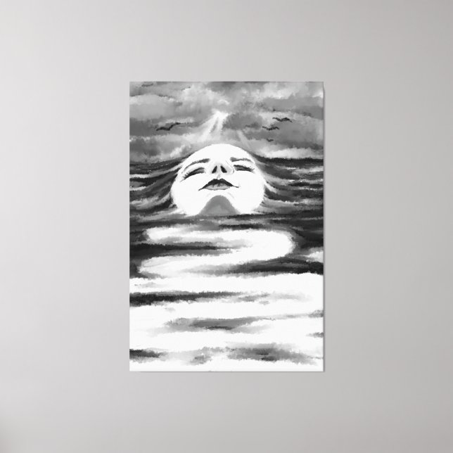 Impressão Em Tela A face do oceano - Preto e Branco - Abstrato de de (Frente)
