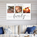 Impressão Em Tela A Família Moderna de Colagem de Fotos É Tudo<br><div class="desc">Esta surpreendente canvas de arte mostra uma bela colagem de fotos em três quadros mostrando memórias queridas, enfeitiçadas com a mensagem sentida, "Família é tudo." O elegante design preto-e-branco, combinado com um belo roteiro e a tipografia do impressão, cria uma peça sofisticada e duradoura que complementará qualquer estilo interior. Personalize-o...</div>