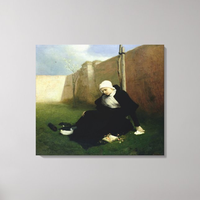 Impressão Em Tela A freira no Jardim de Cloister, 1869 (Frente)