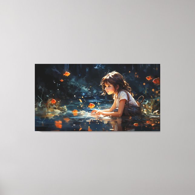 Impressão Em Tela A Garota e o Lado Mágico do Peixe Ouro (Frente)