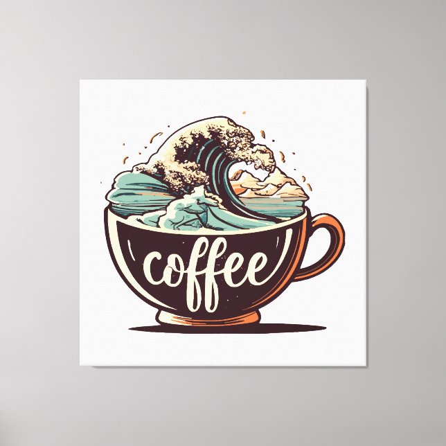 Impressão Em Tela A Grande Onda De Café (Frente)