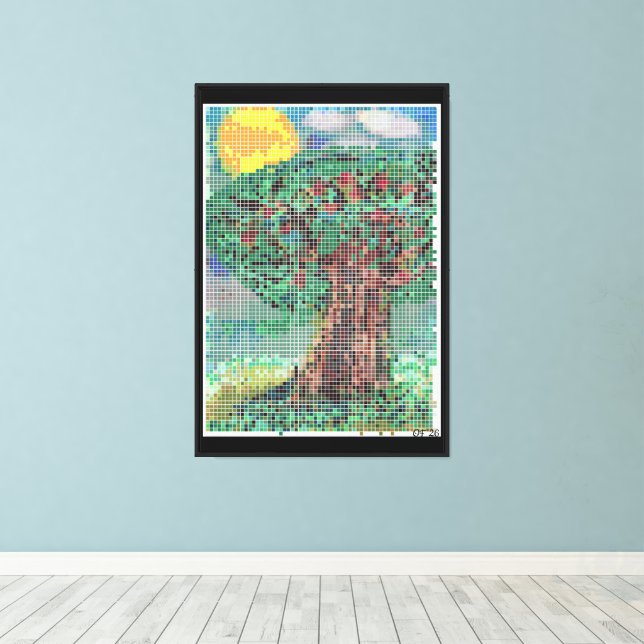 Impressão Em Tela A Macieira em Pixels (Insitu(piso de madeira))