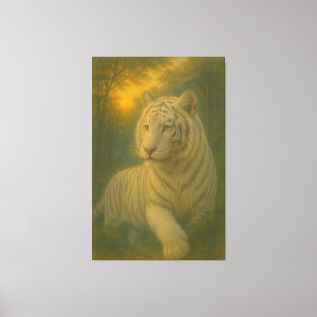 Impressão Em Tela A majestic white tiger painted in premium fine-art (Frente)