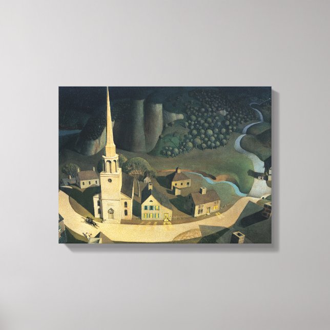 Impressão Em Tela A Meia-Noite De Paul Revere Por Grant Wood (Frente)