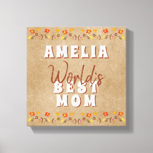 Impressão Em Tela A Melhor Mãe Flores do Mundo Beige Russo Floral
