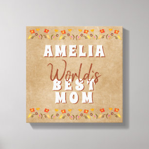 Impressão Em Tela A Melhor Mãe Flores do Mundo Beige Russo Floral