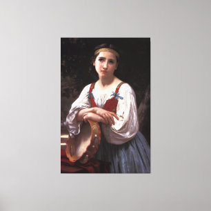 Impressão Em Tela A menina aciganada de Bouguereau com um cilindro