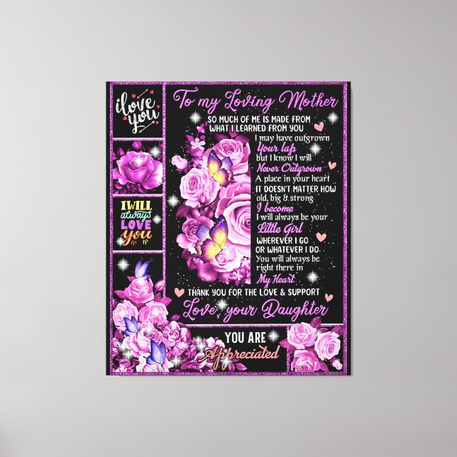 Impressão Em Tela À Minha Mãe Presente De Aniversário, Amo A Mãe Dot (Frente)