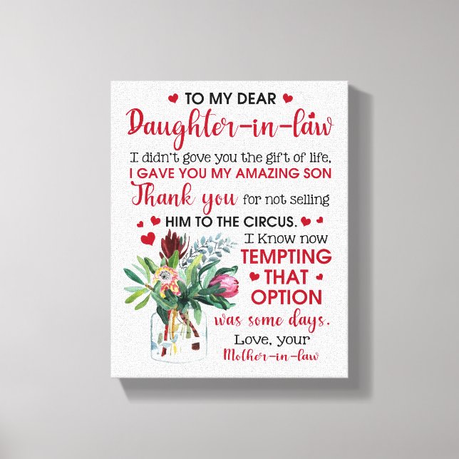 Impressão Em Tela À Minha Querida Filha De Direito (Frente)