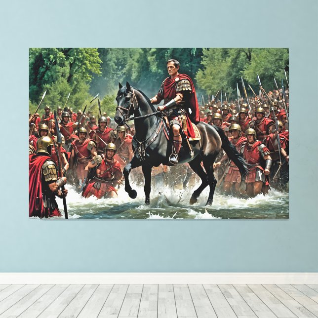 Impressão Em Tela "A Morte é Profunda: Desafio Rubicon de César" (Insitu(piso de madeira))