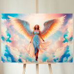 Impressão Em Tela A mulher anjo asas o céu da religião celestial<br><div class="desc">Bonito anjo de menina com asas na radiância divina,  estilo religioso no tema dos anjos no céu. (POR FAVOR! - Veja também outras novas coleções para mais opções)</div>