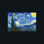 Impressão Em Tela A Noite Estrelada, 1889, por Vincent van Gogh<br><div class="desc">A Noite Estrelada,  1889,  por Vincent van Gogh. Ele mostra a visão da janela voltada para leste da sua sala de asilo em Santo-Rémy-de-Provence,  logo antes do nascer do sol,  com a adição de uma vila imaginária.</div>
