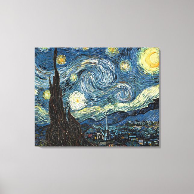 Impressão Em Tela A Noite Estrelada / por Vincent van Gogh / (Frente)