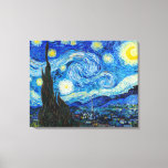 Impressão Em Tela A Noite Estrelada | Van Gogh |<br><div class="desc">A Noite Estrelada é uma pintura a óleo na canvas do pintor holandês Poste-impressionista Vincent van Gogh. Pintado em junho de 1889, ele mostra a visão da janela voltada para leste de sua sala de asilo na Santo-Rémy-de-Provence, pouco antes do nascer do sol, com a adição de uma vila imaginária....</div>