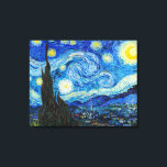 Impressão Em Tela A Noite Estrelada | Van Gogh |<br><div class="desc">A Noite Estrelada é uma pintura a óleo na canvas do pintor holandês Poste-impressionista Vincent van Gogh. Pintado em junho de 1889, ele mostra a visão da janela voltada para leste de sua sala de asilo na Santo-Rémy-de-Provence, pouco antes do nascer do sol, com a adição de uma vila imaginária....</div>